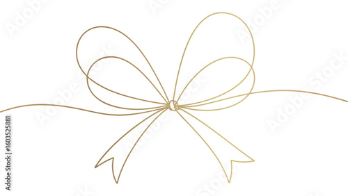 Elegant Golden Ribbon Bow on Transparent Backdrop Gift Decoration Present Festive Design