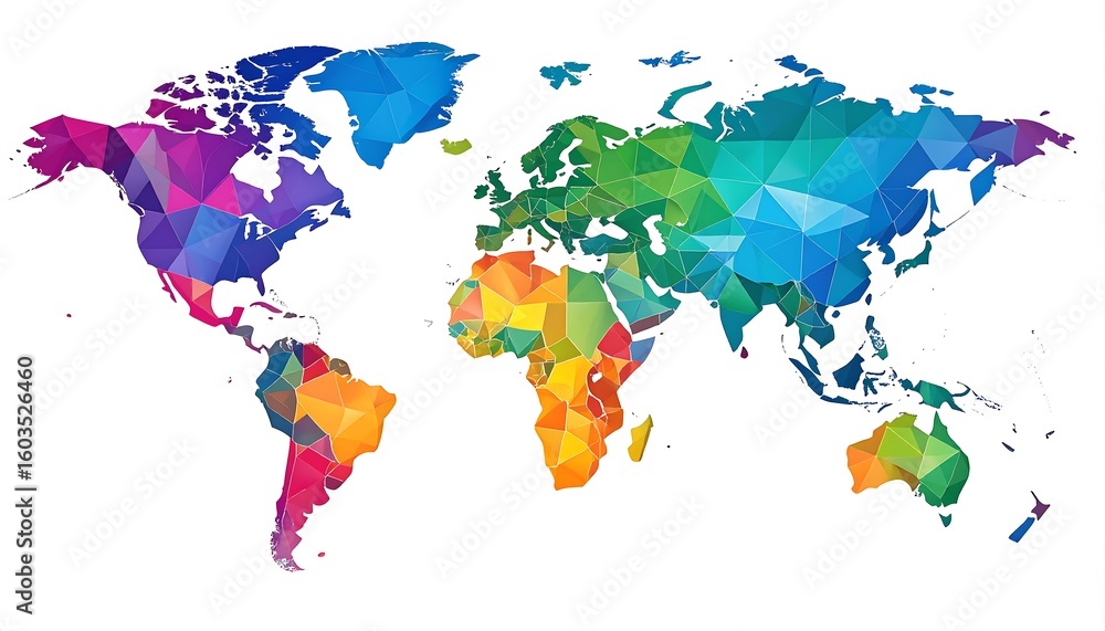 Obraz premium Colorful polygonal world map