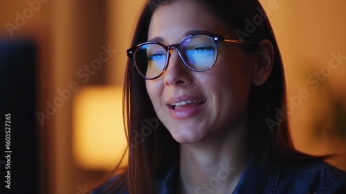 Happy woman portrait indoor setting