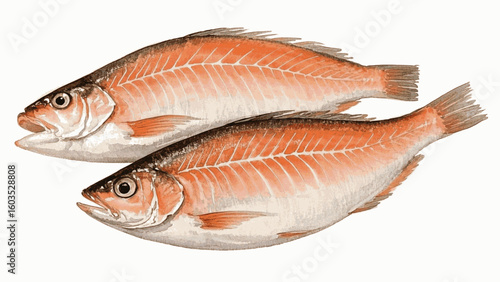  Pearl Flesh Fish meat isolated watercolor vector illustration svg