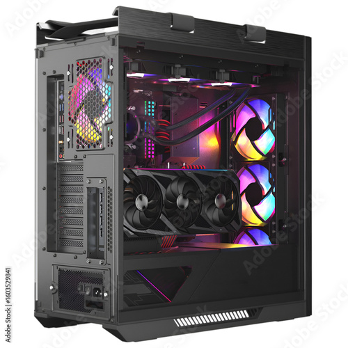 Wallpaper Mural A sleek gaming PC case showcasing internal components with RGB lighting. Torontodigital.ca