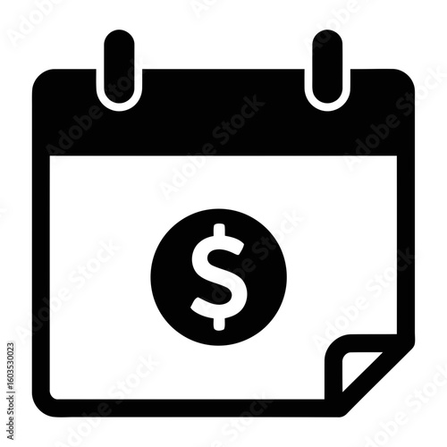 Financial calendar icon for payment schedules, deadlines, and salary day concepts