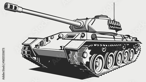 Detailed Illustration of a Military Tank.