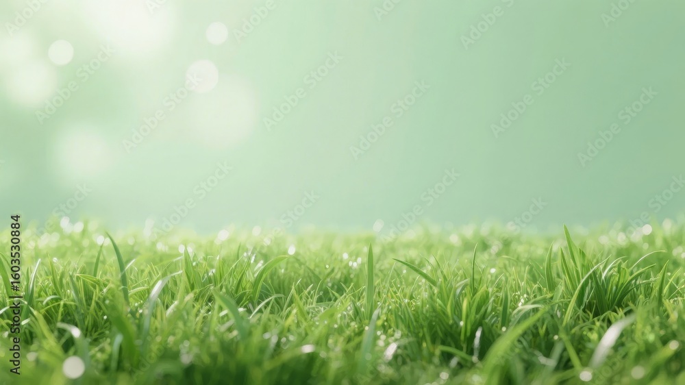 Fototapeta premium Fresh Green Grass with Soft Background Lighting