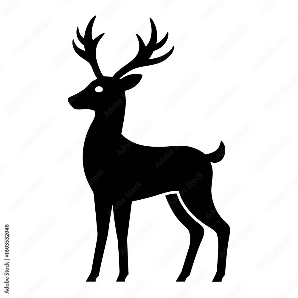 Obraz premium Deer Icon Silhouette Vector Art Illustration on White Background