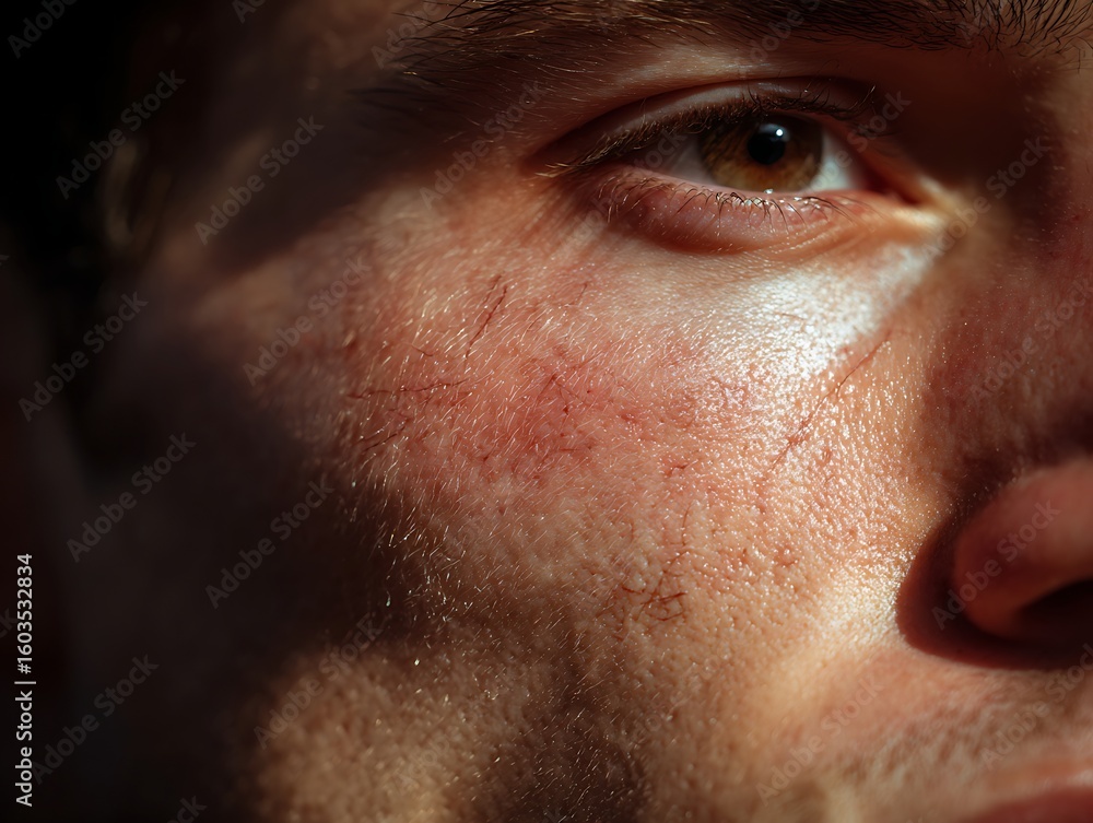 Fototapeta premium Red marks from scratching the skin have faint scratch marks and long red marks.