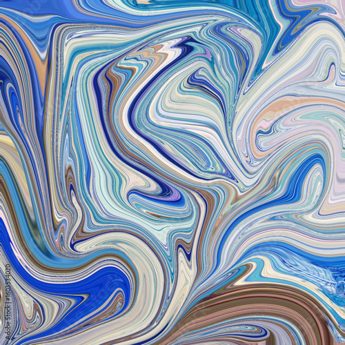 Abstract swirl artwork with pastel turquoise, yellow, and orange hues, evoking calm fluid motion and modern texture design. Golden keywords: pastel, abstract, swirl, fluid, modern