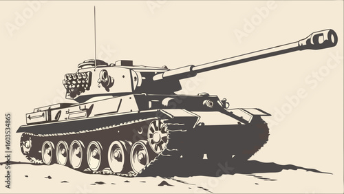 Vintage Illustration of a Military Tank.