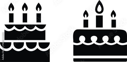 birthday cake vector icon, birth day celebration cake silhouette vector illustration
