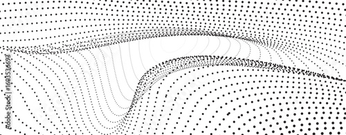 Vector abstract halftone dot pattern background with diagonal optical illusion lines. Monochrome black and white dotted texture for retro pop art design, comic book effect. vector