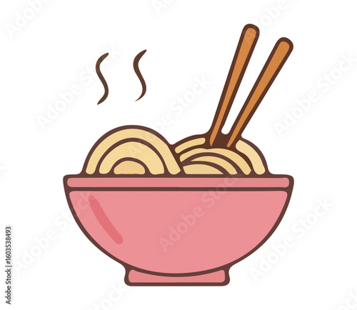 Delicious Steaming Bowl of Noodles with Chopsticks for a Healthy Meal	