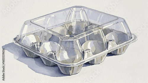 Twelve Perfect plastic egg carton isolated watercolor vector illustration svg
