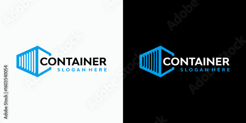 Vector logo design of the initial C in a container shape with a modern, simple, clean, and abstract style. Icon for business, shipping, logistics, and personal branding.