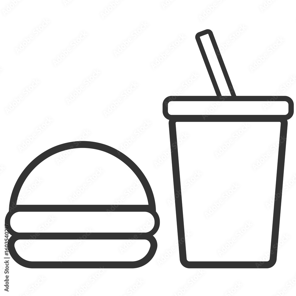 Fototapeta premium black outline fast food icon