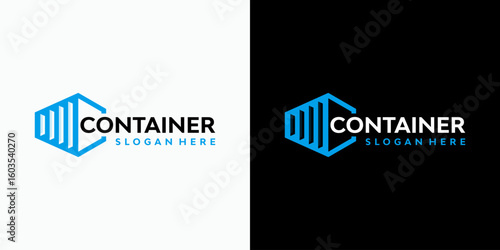 Vector logo design of the initial C in a container shape with a modern, simple, clean, and abstract style. Icon for business, shipping, logistics, and personal branding.
