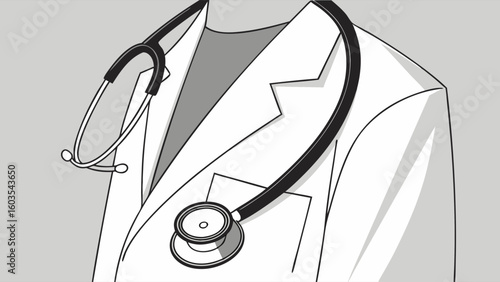 Doctors Lab Coat with Stethoscope Illustration.