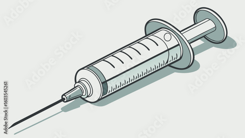 Isometric Illustration of a Medical Syringe with Needle 1.