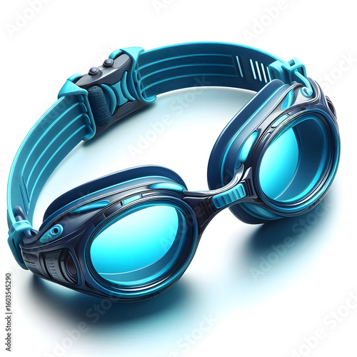 Swimming goggles isolated on white background for water sports and eye protection