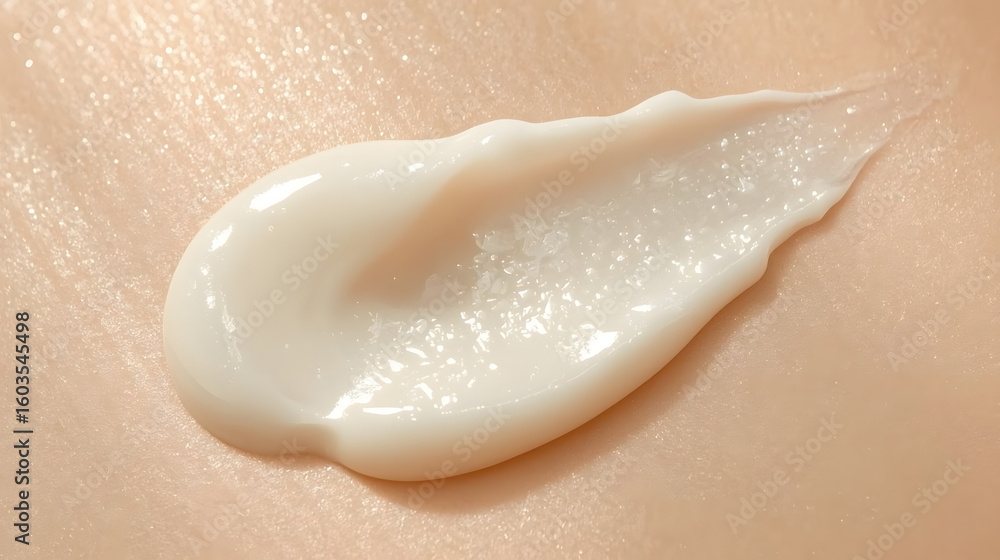 Fototapeta premium Moisturizing cream application on smooth skin surface in bright lighting