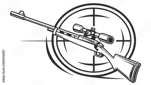 Sniper Rifle with Scope and Target Sight.