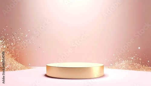 Fototapeta Naklejka Na Ścianę i Meble -  Glittering gold powder shows luxury for the product display background. copy space