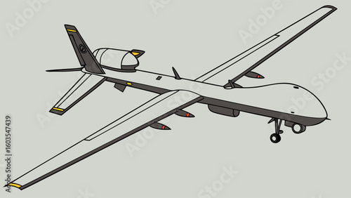 Vector Illustration of a Modern Military Drone Aircraft.