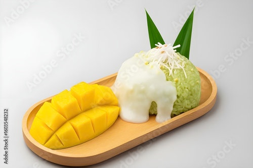 Kem xôi xoài -Mango Sticky Rice-traditional Thai dessert