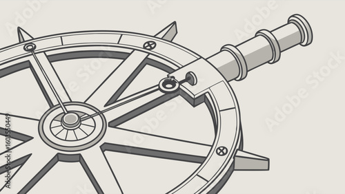 Detailed Illustration of a Vintage Astronomical Instrument.