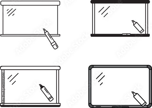 Set of Whiteboard Icons with Marker Outline Style Vector Illustration