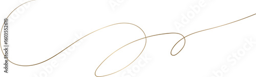Elegant fluid golden line forming an abstract signature or calligraphic flourish isolated on a clean white background.
