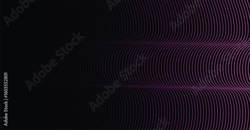 Abstract dark background with concentric purple lines creating a wave-like pattern.