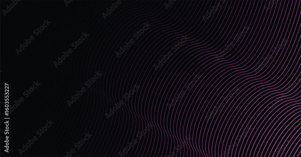 Naklejka premium Abstract background featuring curved, concentric lines in a gradient from dark to light purple, creating a wavy pattern.