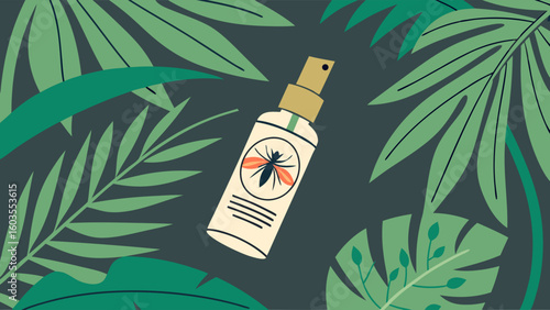 Tropical Insect Repellent Spray Bottle Design.