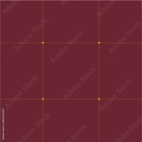 Minimalist vector illustration of the rule of thirds composition grid. A golden guide with intersecting lines and dots for photography and design layout on a maroon background.