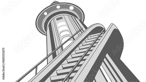 Vector Illustration of a Lighthouse with Ascending Staircase.
