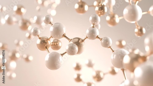 Wallpaper Mural Abstract 3d Molecular Structure Design With Gold And White Spheres Torontodigital.ca