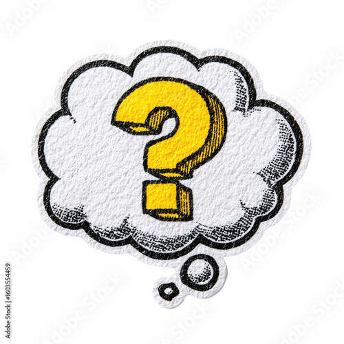 Question Mark in a Thought Bubble -  Retro Comic