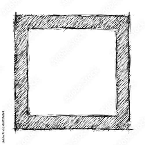 Hand-Drawn Sketch Square Frame Border, Blank