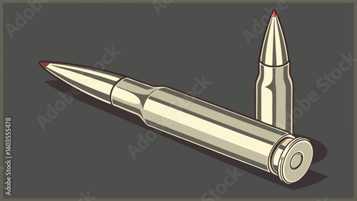 Detailed Illustration of a Metallic Cartridge.