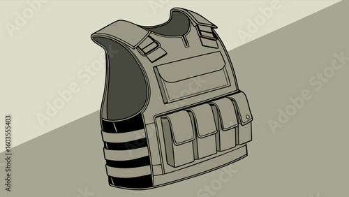 Detailed Illustration of a Military Vest.