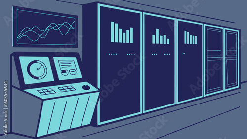 Futuristic Control Panel with Data Displays.