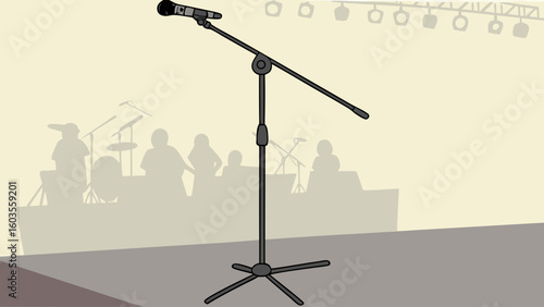 Stage Microphone Stand on a Concert Venue.