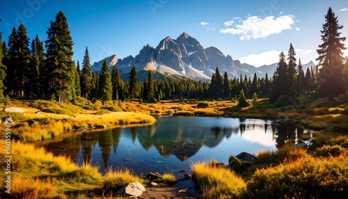 Wallpaper Mural Autumnal mountain lake reflecting peaks Torontodigital.ca