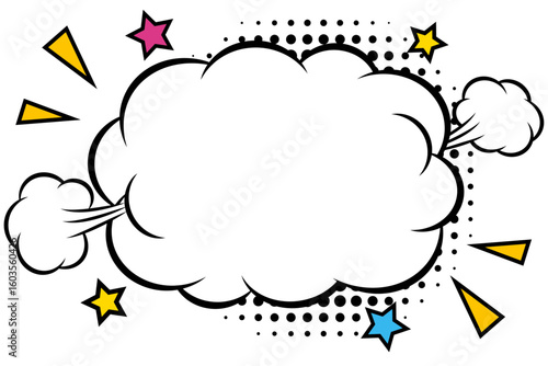 ポップなアメコミデザインの雲型ふきだし