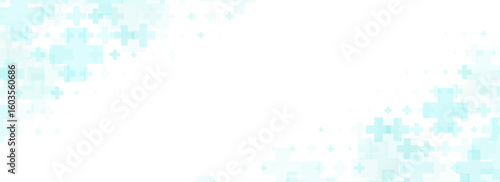 Healthcare abstract cross background. Light blue medical wallpaper. Clean geometric backdrop template for clinic banner, innovation, science leaflet, medicine business poster, presentation. Vector