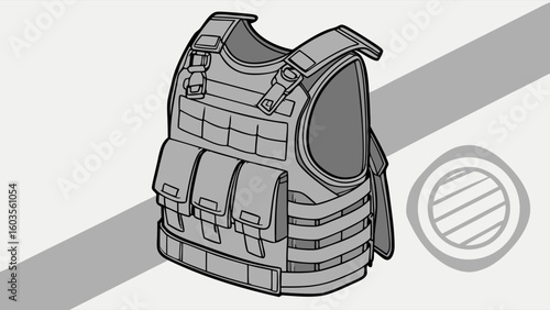 Detailed Illustration of a Tactical Vest 1.