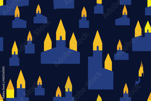 glowing skull candle on mantelpiece vector illustration