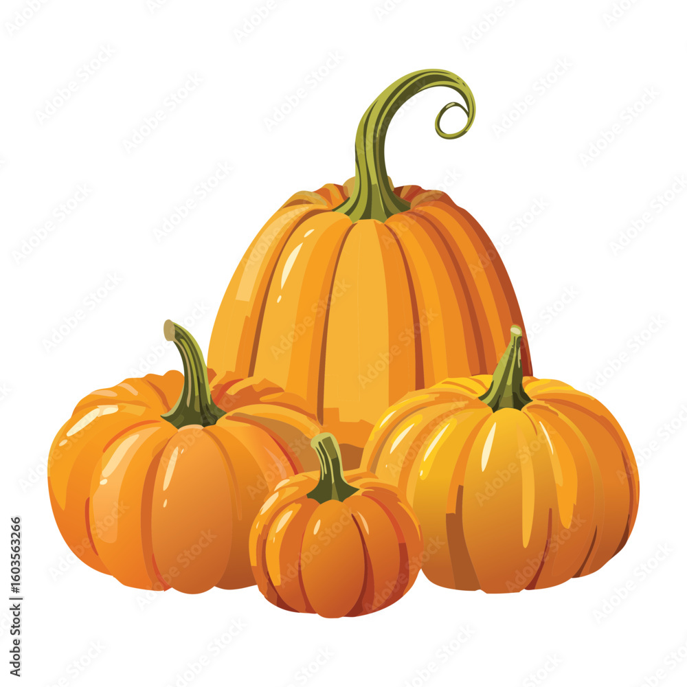 Obraz premium Fresh Harvest Orange Squash Seasonal Food Vector Illustration