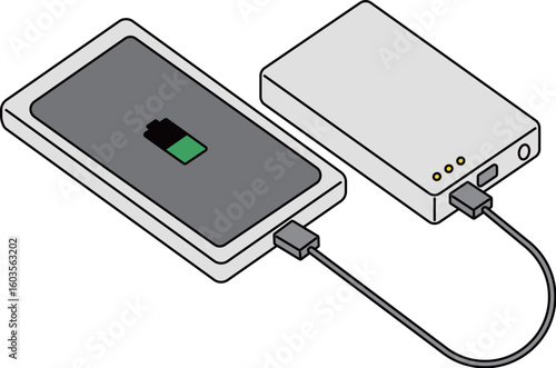 モバイルバッテリーで充電するスマートフォン