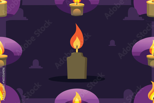 haunted attic candles casting shadows vector illustration